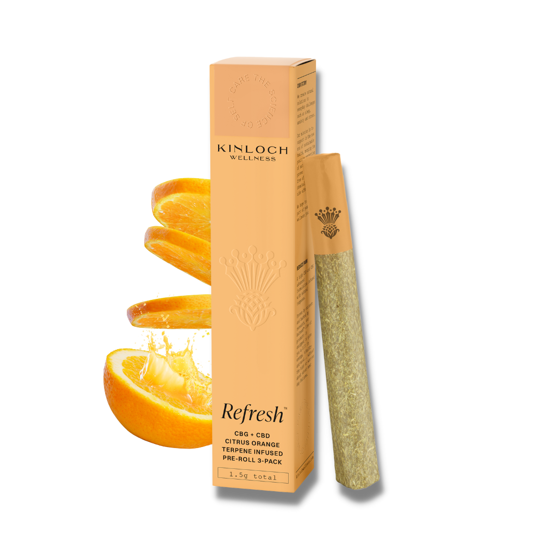 Refresh™- CBG + CBD 210 Infused Pre-Roll Citrus Orange Terpene 3-pack (1.5g) (30 mg CBG + 40mg CBD/each)