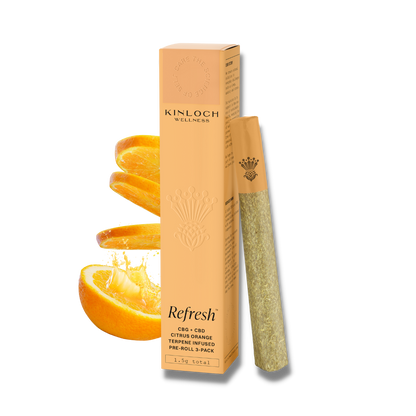 Refresh™- CBG + CBD 210 Infused Pre-Roll Citrus Orange Terpene 3-pack (1.5g) (30 mg CBG + 40mg CBD/each)