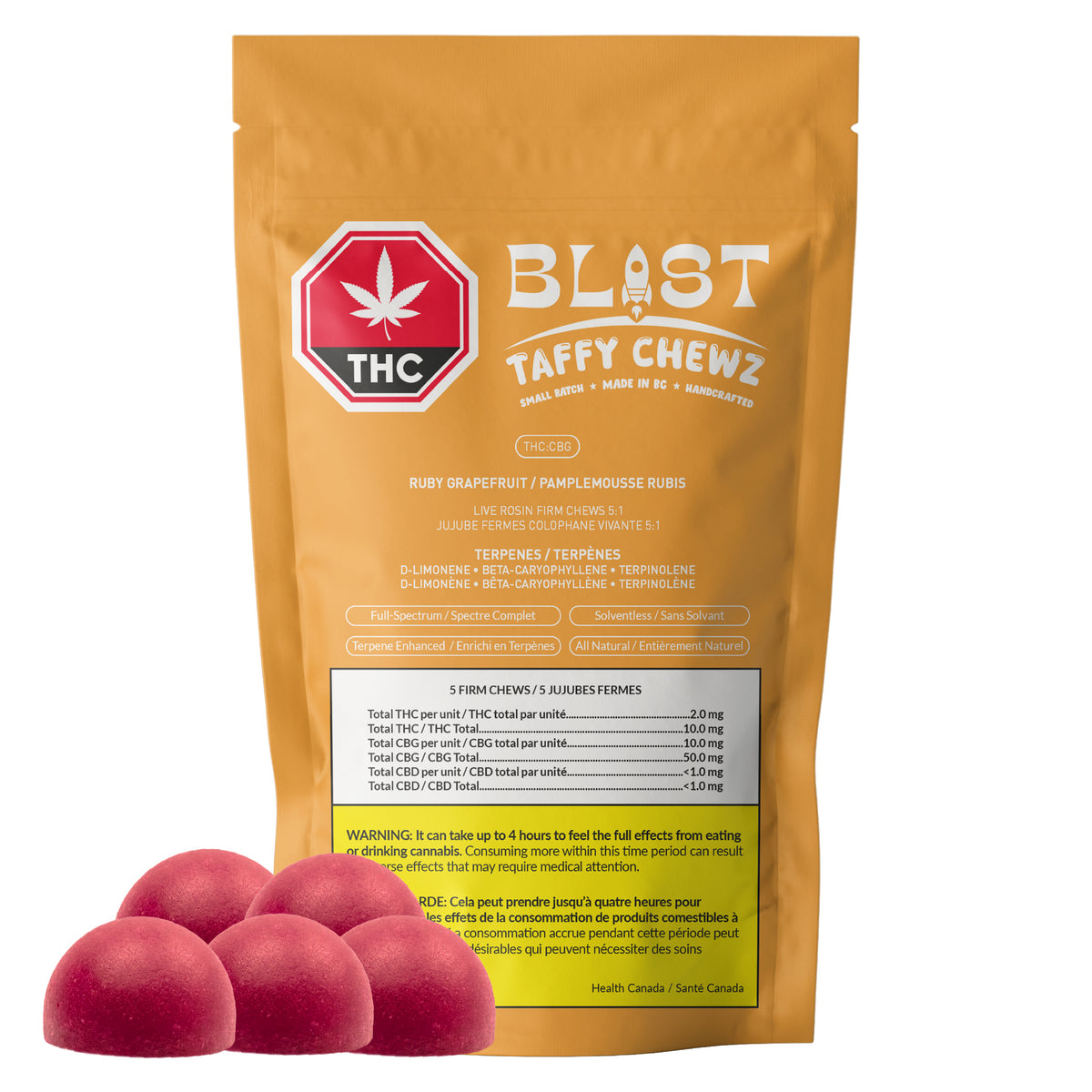 Ruby Grapefruit - Live Rosin Taffy Chewz CBG:THC 5:1